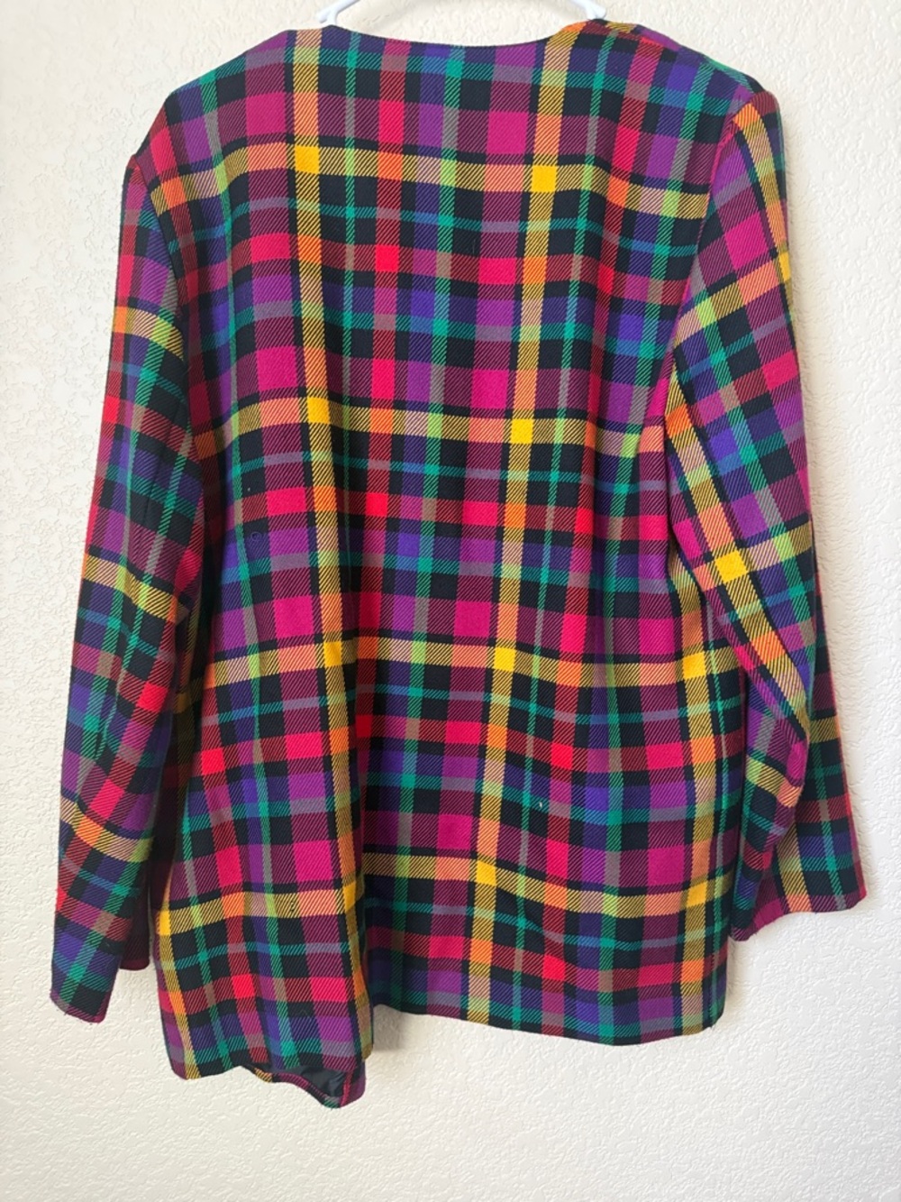 Ali Miles Multicolor Plaid Open-Front Blazer with Pockets - Picture 3 of 4
